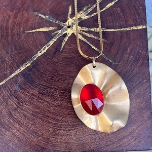 Vintage Space Age Modern Necklace 70s Gold Jewelry Modernist